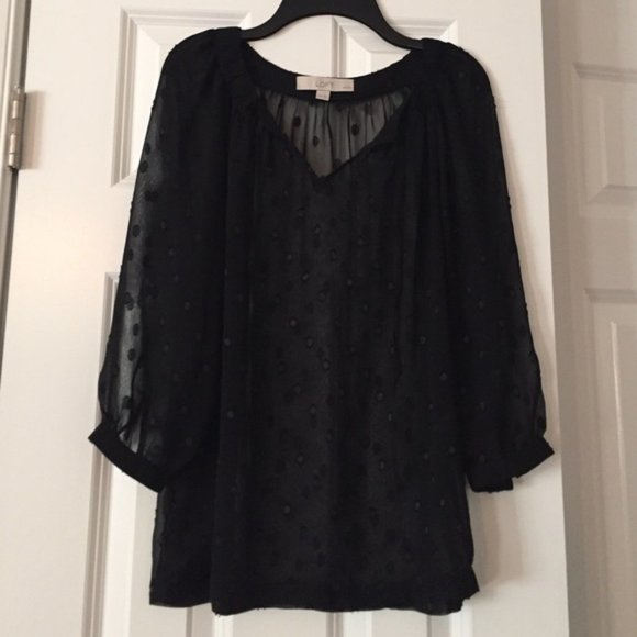 LOFT Sheer Tiefront Polka Dot Blouse - Picture 4 of 9